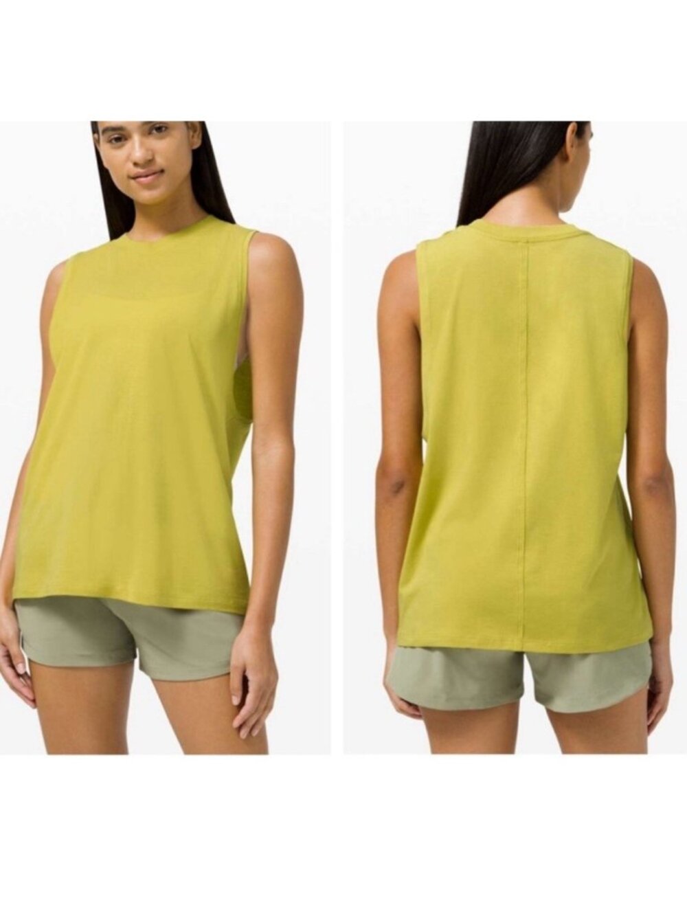 Lululemon All Yours Women's Tank Top Size 12 Yellow Pear Pima Cotton Athletic